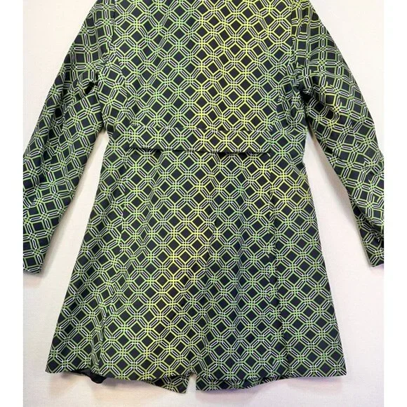 Banana Republic Womens Geometric Pattern Coat Small Green Black - Picture 11 of 13